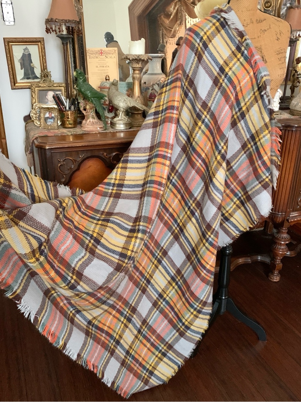 Vintage Plaid Boho Hippie Gypsie Scottish-inspo Outlander-inspo Shawl Scarf Wrap